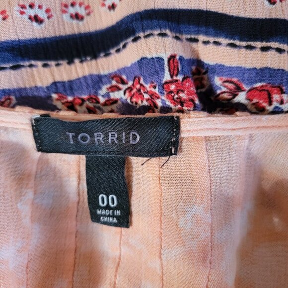 Torrid Orange Aztec Design Long Sleeve Open Jacket in Size 10 - Picture 4 of 4
